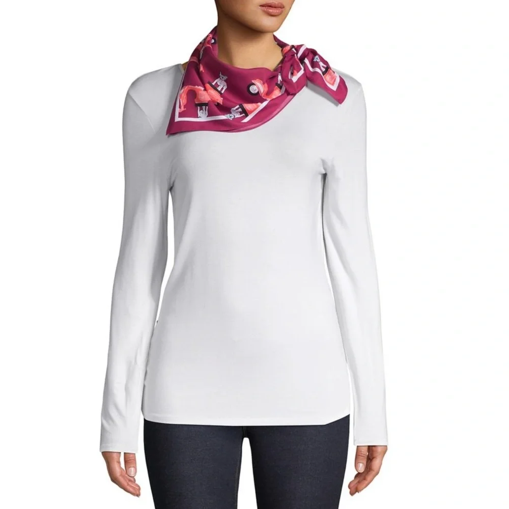 NWT BCBGenration Classic Printed Plum SquareScarf Small